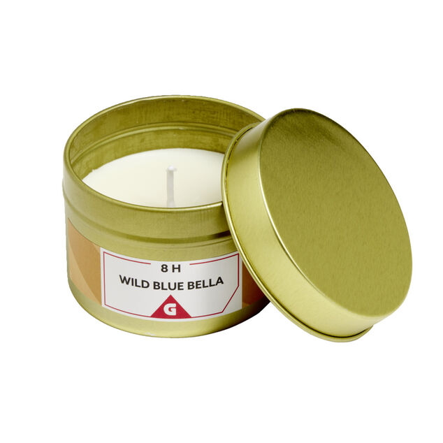 Bougie dans pot métal doré - Bleu sauvage