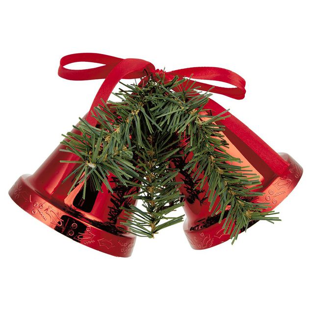 Cloche de Noël à suspendre rouge x2
