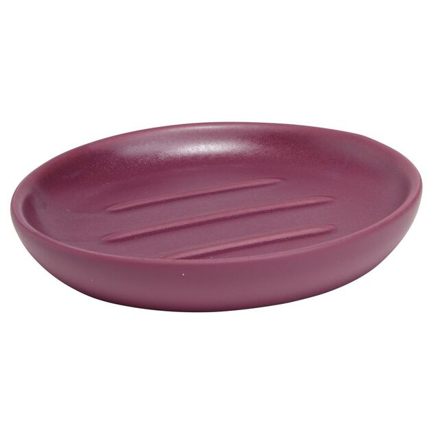 Porte-savon rond c&eacute;ramique violet &Oslash;10xH2cm