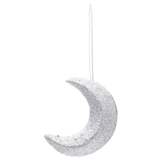 D&eacute;coration de No&euml;l &eacute;toile et lune argent&eacute;es &agrave; suspendre
