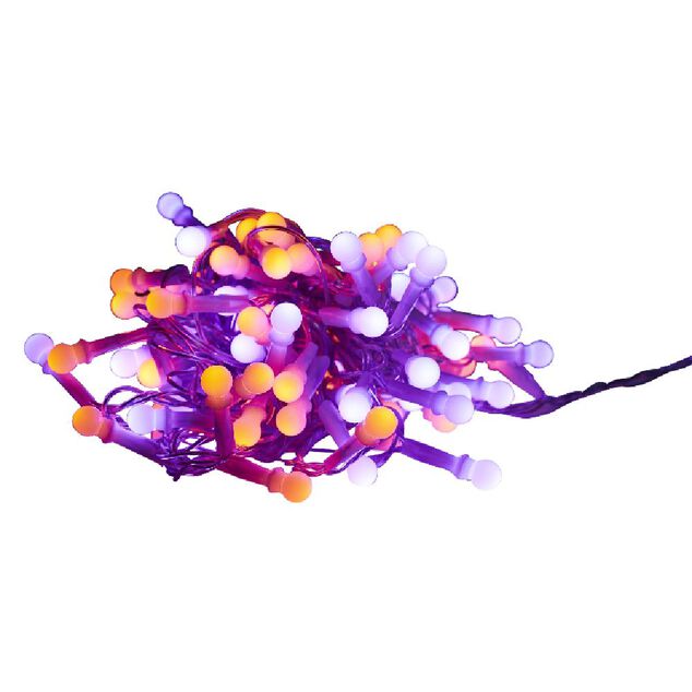 Guirlande ext&eacute;rieure 100 LED violet et orange