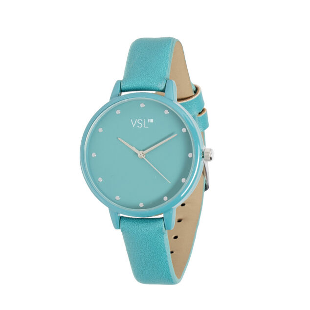 Montre femme bracelet simili cadran rond bleu turquoise