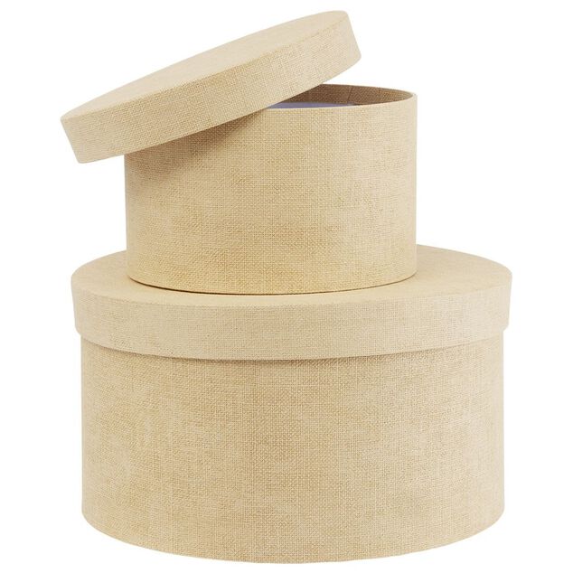 Bo&icirc;te de rangement ronde beige &Oslash;22xH12cm