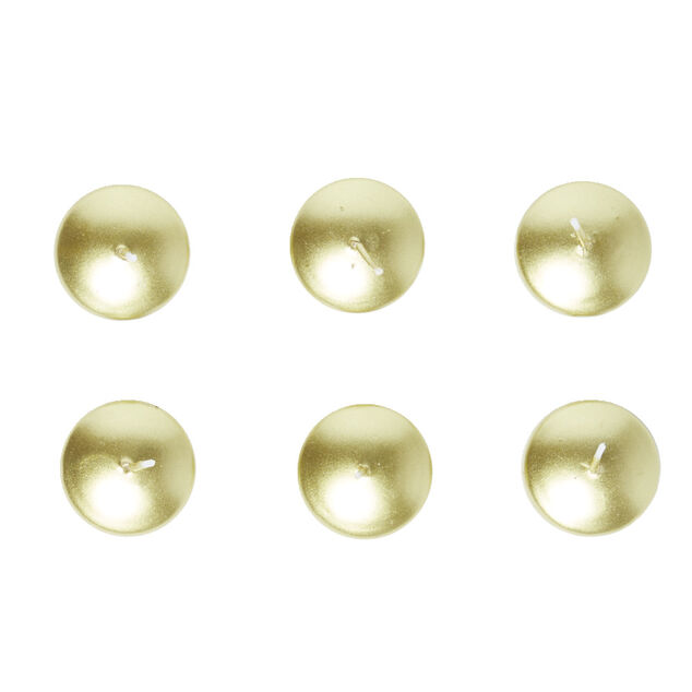 Lot de 6 bougies flottantes cire dor&eacute; &Oslash;4,5cm