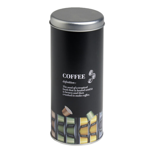 Bo&icirc;te pour capsules de caf&eacute; en m&eacute;tal - &Oslash;7,8xH18cm