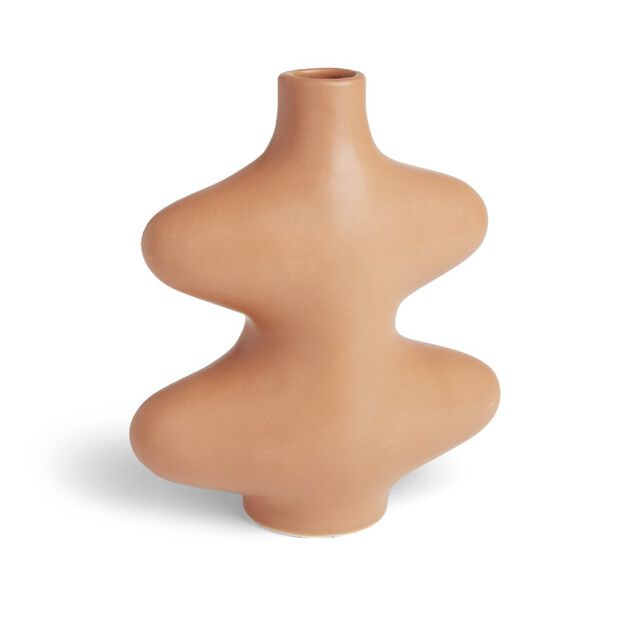 Vase forme organique c&eacute;ramique marron L15x7xH18cm