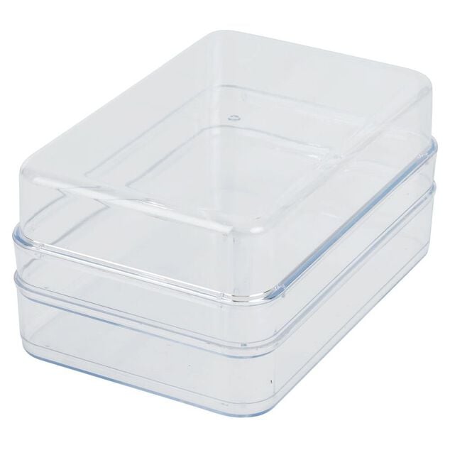 Bo&icirc;te transparente &agrave; 2 niveaux pour frigo 2,5L - L.21,5x14,5xH10,5cm