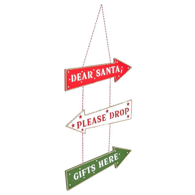 Suspension panneaux Dear Santa en bois 17xH20cm