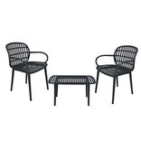 Salon de jardin 2 personnes pin rev&ecirc;tement noir