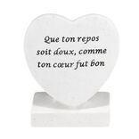 Plaque fun&eacute;raire forme coeur avec message L13xH16cm