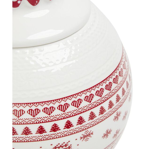 Bonbonnière en céramique décor Noël rouge blanc (2 modèles)