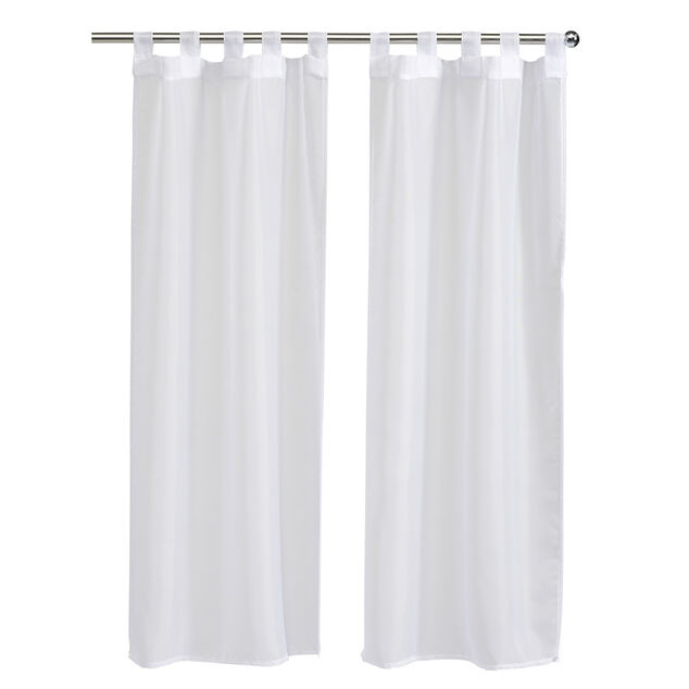 Vitrage passe tringle x2 blanc uni 60x120cm