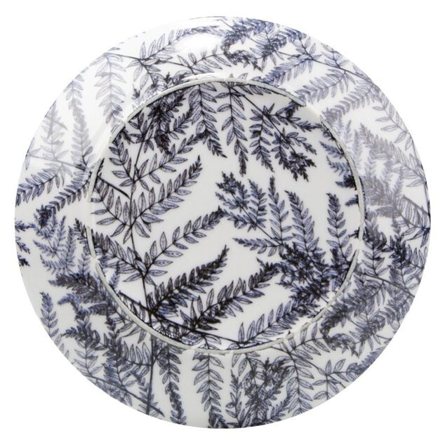 Assiette à dessert motif feuillage bleu et blanc Ø20.5cm