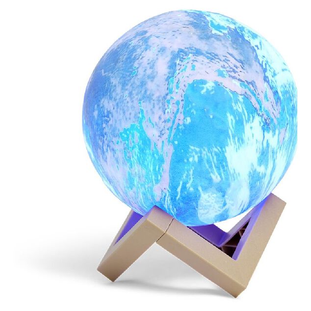 Lampe mappemonde socle bois et télécommande Ø15cm