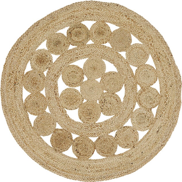 Tapis rond ajouré jute naturel