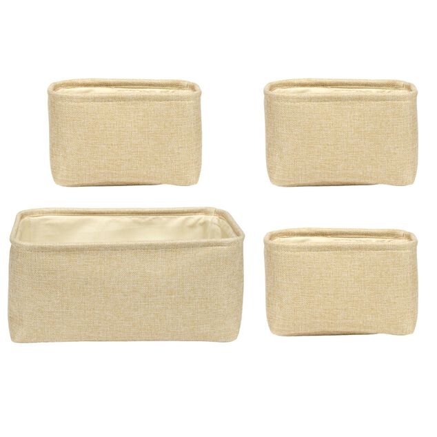 Set de 4 pani&egrave;res tissu bouclette blanc 2 tailles 36x16xH26cm et 23x16xH14cm