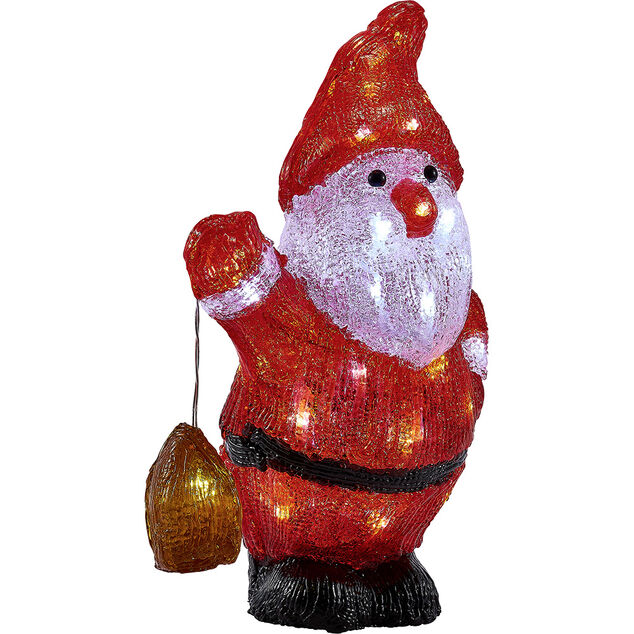 Père-Noël lumineux avec lanterne 35 LED rouge et blanc