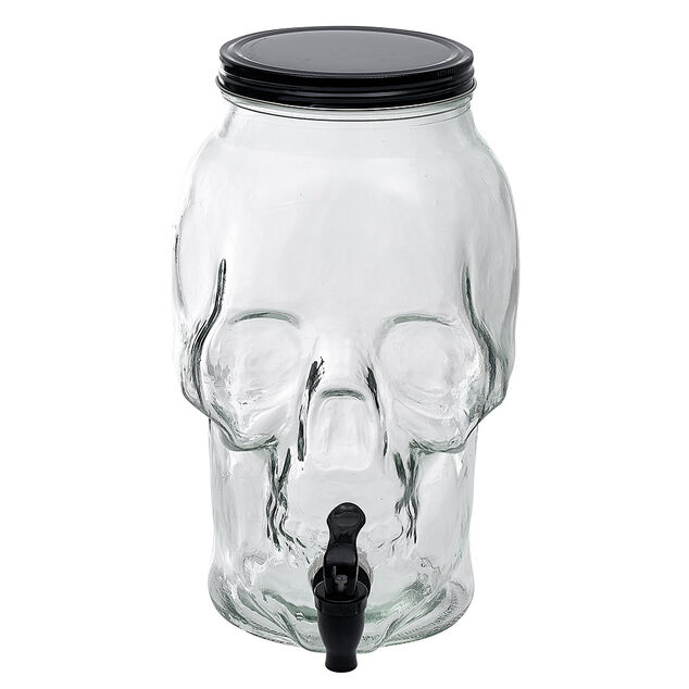 Distributeur de boisson t&ecirc;te de mort en verre 5L