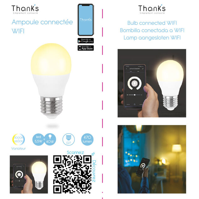 Ampoule LED connect&eacute;e E27 40 W