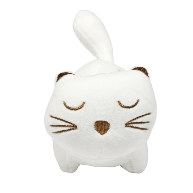 Peluche kawaii chat blanc et doré L13cm