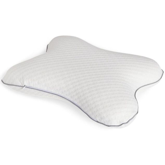 Oreiller ergonomique &agrave; m&eacute;moire de forme 51x36cm polyester blanc
