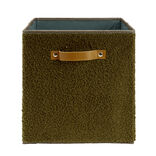 Pani&egrave;re carr&eacute;e pliable Box Cube tissu bouclette vert 31x29xH31cm