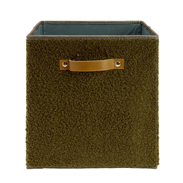 Pani&egrave;re carr&eacute;e pliable Box Cube tissu bouclette vert 31x29xH31cm