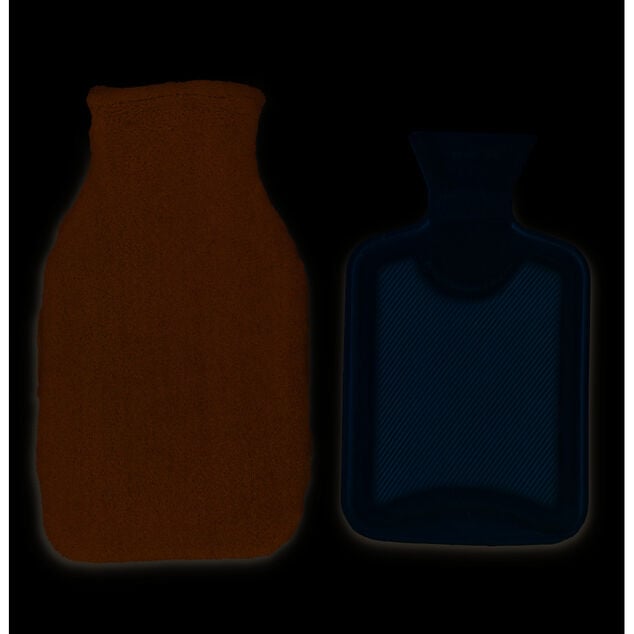 Bouillotte chauffe mains 780ml effet fourrure grise 16x25cm