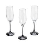 Fl&ucirc;te &agrave; champagne x3 en verre avec pied gris fum&eacute; 21,5cl