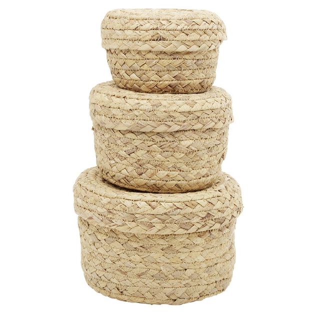 Pani&egrave;re ronde jonc tress&eacute; naturel x3