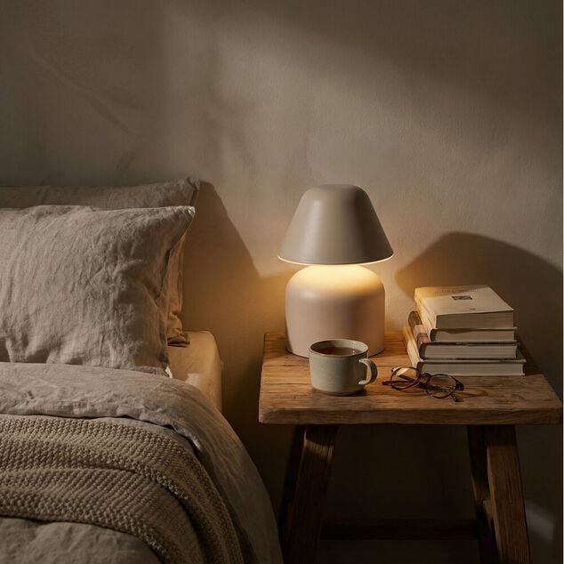 Lampe de table à poser en plastique brun Ø12xH17cm