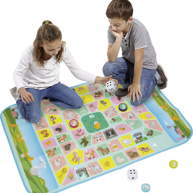 Tapis jeu de l'oie XL avec pions et d&eacute;s 130x93cm