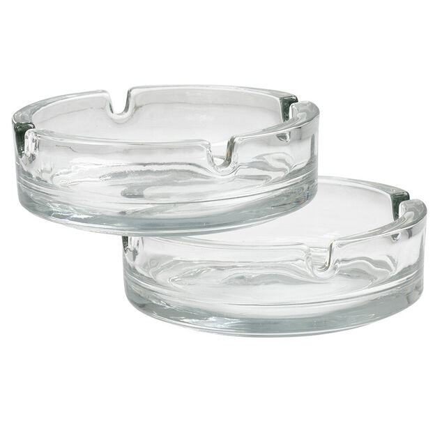 Cendrier rond transparent en verre x2