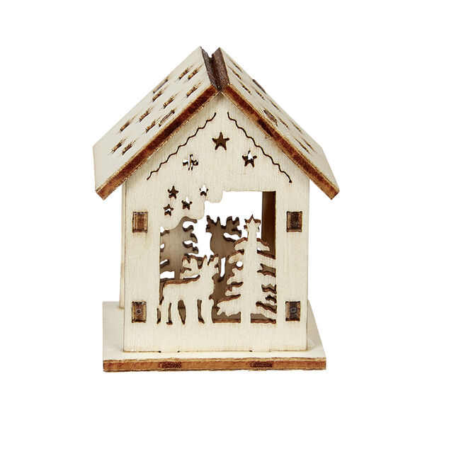 Maison de No&euml;l ajour&eacute;e motif et inscription &agrave; d&eacute;corer en bois x2
