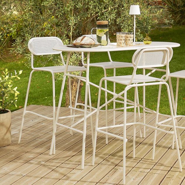 Table de jardin haute rectangulaire Faro acier gris 130x60xH100cm