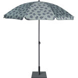 Parasol Sun imprim&eacute; feuillage noir et vert-gris &Oslash;160xH195cm