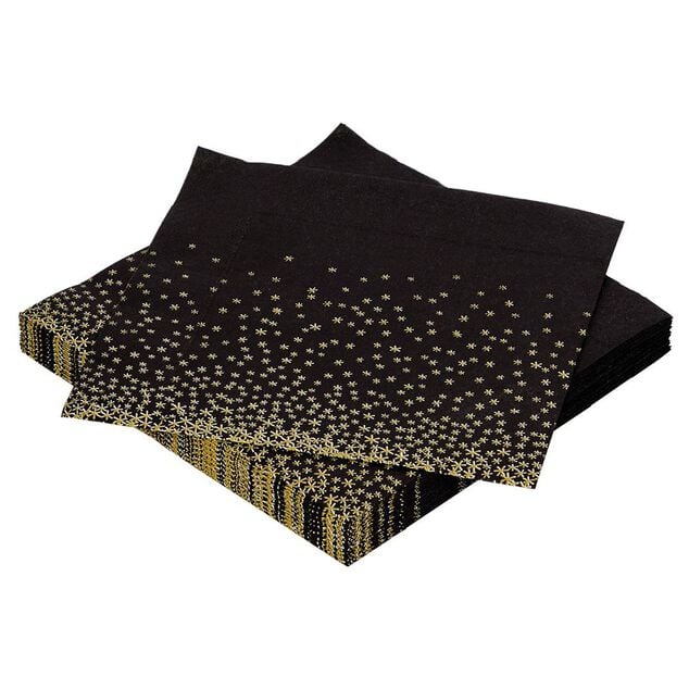 Serviette en papier noir et dor&eacute; x20