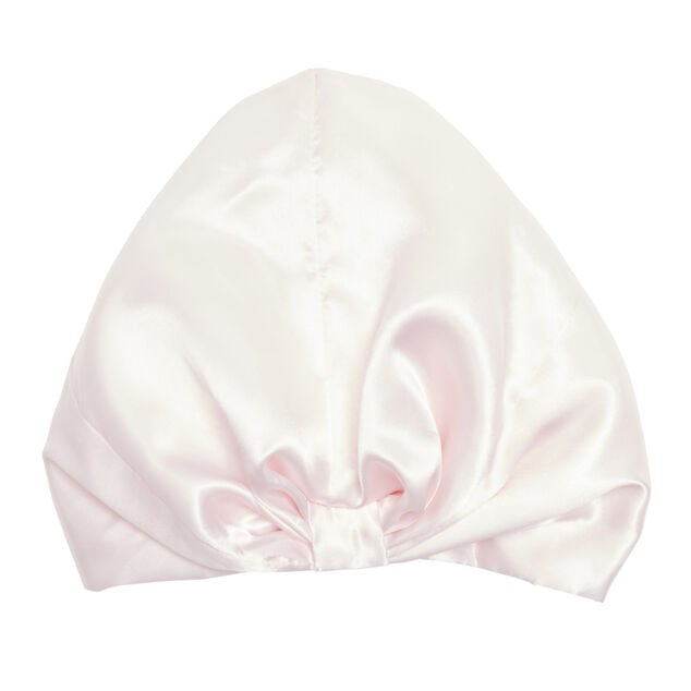 Bonnet de nuit satin&eacute; rose anti-frisottis 15x17cm