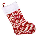 Chaussette de No&euml;l rouge et blanche motif flocons