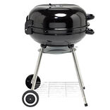 Barbecue charbon 2 roulettes rond Fisher avec couvercle acier noir 66,5x58x90cm