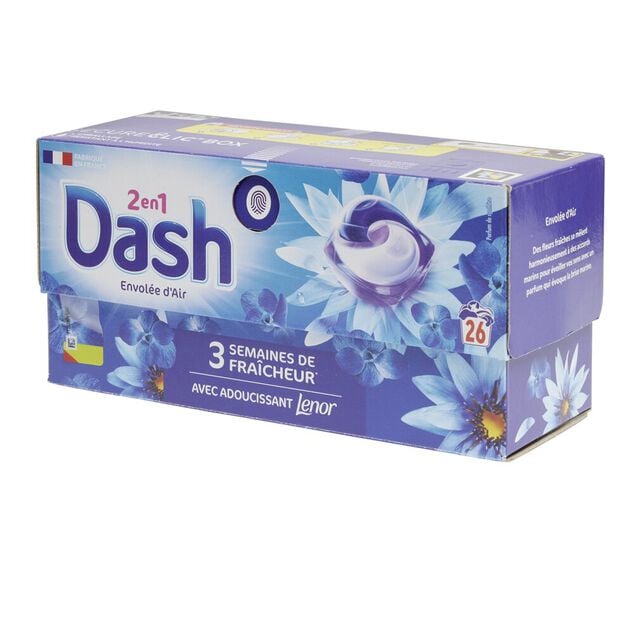 Lessive capsule Dash 2en1 Envolée d'air 38 lavages