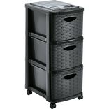 Tour de rangement &agrave; roulettes 3 tiroirs format A4 gris 29xP38xH66cm