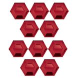 Plateau hexagonal carton rouge m&eacute;tallis&eacute; &Oslash;26cm x10