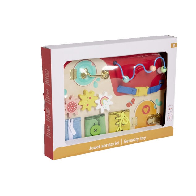 Planche activit&eacute;s enfant bois et m&eacute;tal 40x29,7xH6,4cm