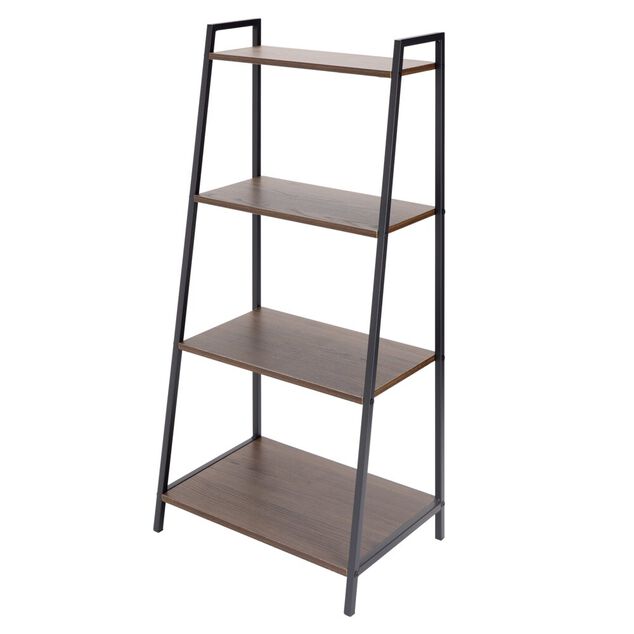 &Eacute;tag&egrave;re Luffi 4 niveaux m&eacute;tal noir et marron 43x30xH90cm