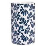 Gobelet c&eacute;ramique motif v&eacute;g&eacute;tal blanc et bleu &Oslash;6xH10,5cm