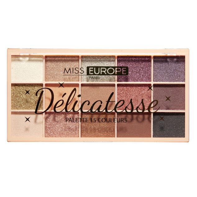 Palette 15 ombres &agrave; paupi&egrave;res d&eacute;licatesse Miss Europe N&deg;01 marron