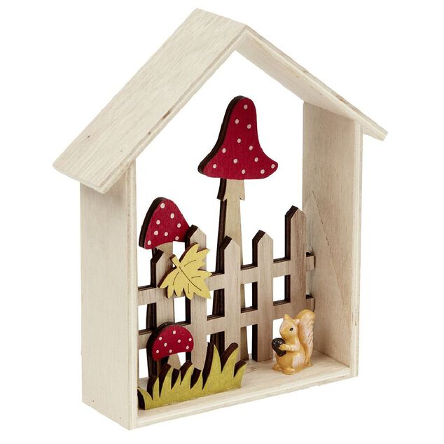 Cadre d&eacute;co bois maison automne