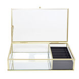 Bo&icirc;te &agrave; bijoux m&eacute;tal et verre 23x14,5xH5cm (2 mod&egrave;les dor&eacute; ou noir)