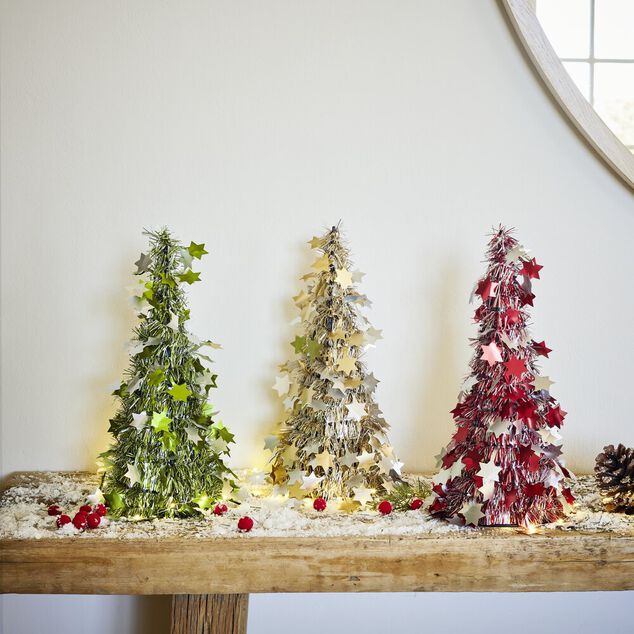 Sapin de No&euml;l &agrave; poser avec &eacute;toiles H38cm (3 mod&egrave;les)